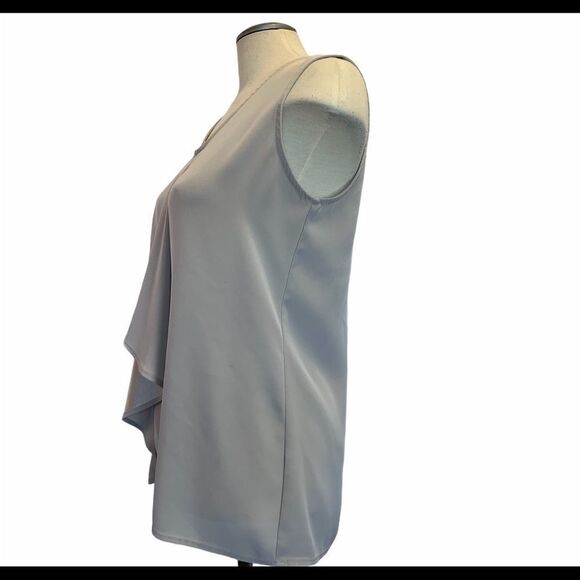 Melanie Lyne gray tank top blouse ruffle front Sz8 - Picture 2 of 6